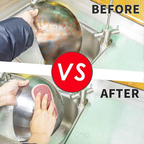 12 Double-Sided Non-Scratch Scraper Pads Antibacterial Microfiber Sponge Kitchen Cleans All Surfaces Effectively. Ideal for plates, pans. Washable dis 2