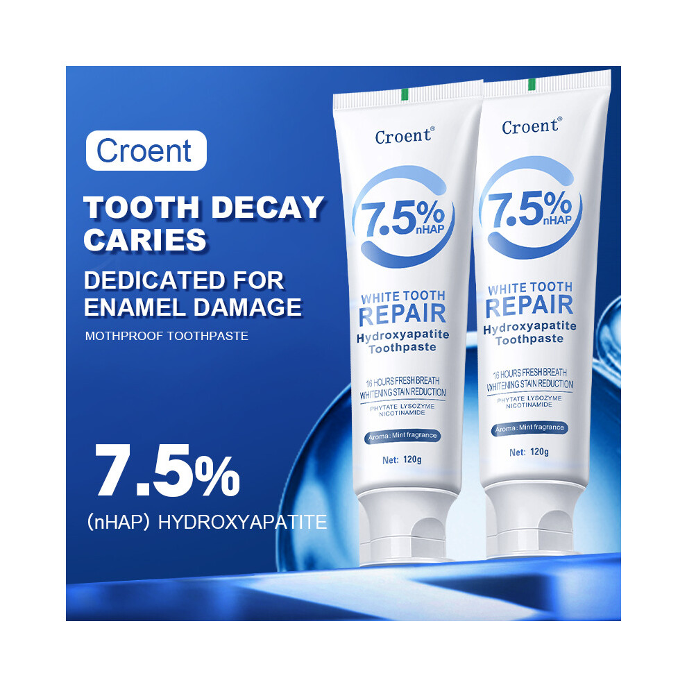 2Pcs Hydroxyapatite Toothpaste for Advanced Enamel Protection, Fluoride-Free Toothpaste for Sensitive Teeth