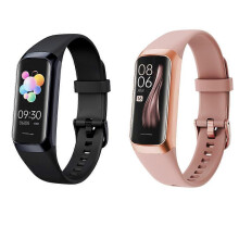 Smart Watch 2 Packs, Couple Watches, Smartwatch with Heart Rate Monitor, Black and Pink