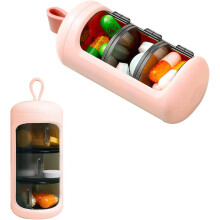 (pink) 3 Compartment 7 Day Medication Pill Organizer, 3 Times Daily Pill Box Mini Portable Lightproof, Waterproof for Travel