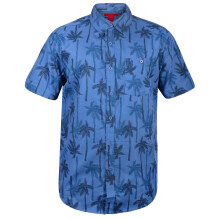 (Dark Blue Palm Tree , XL) Mens Hawaiian Shirt PartyFloralSummer Collared Top
