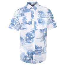 (White Palm Tree , XL) Mens Hawaiian Shirt PartyFloralSummer Collared Top