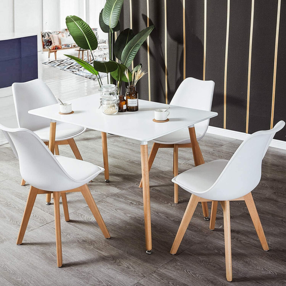 (White) Set of 4 Crescentia Tulip Style Dining Chairs