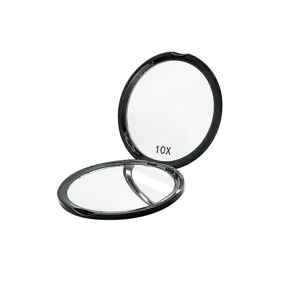 1 Pcs Black 10x Magnification Compact Double Sided Mirror