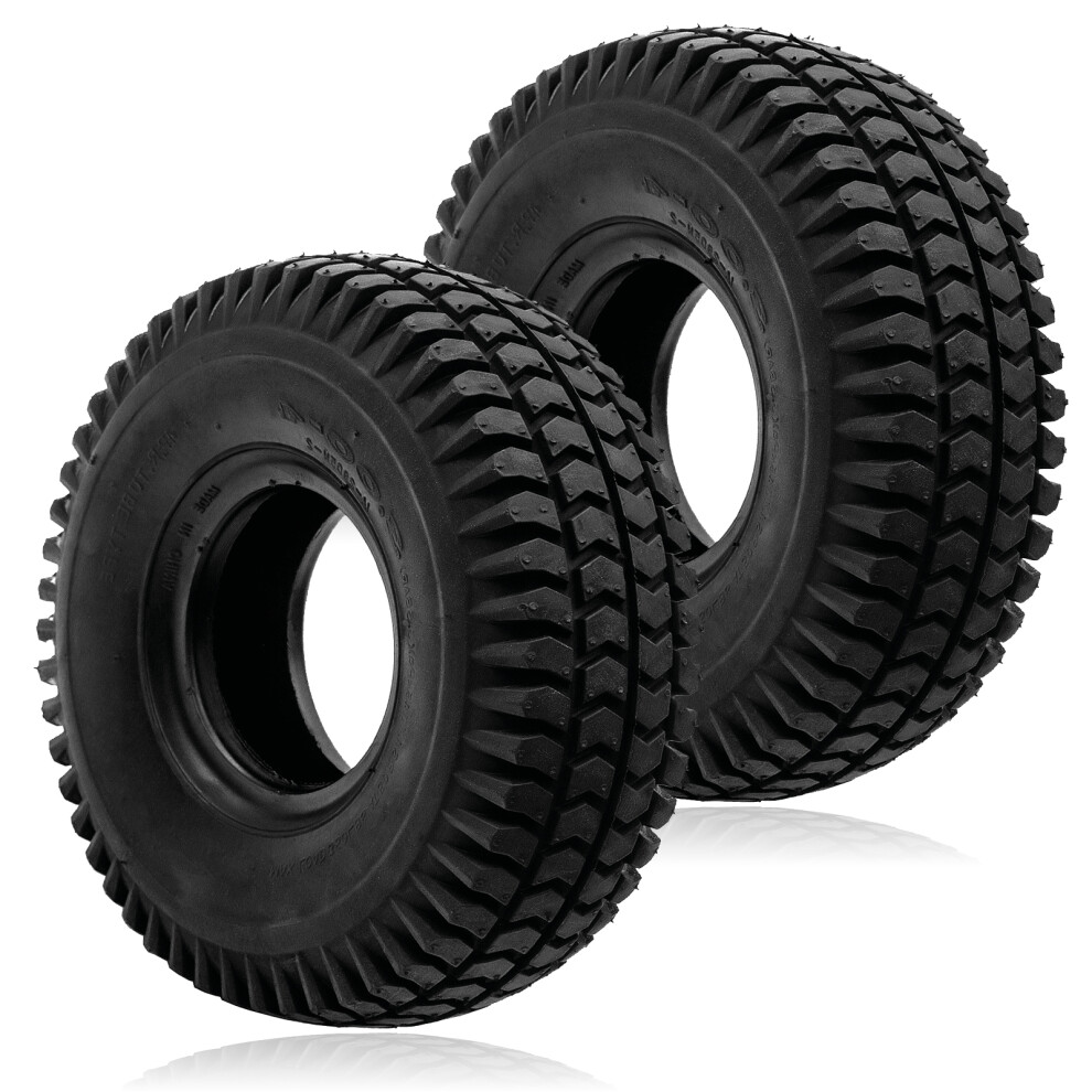 Spares2go Black Tyre 3.00-4 Pneumatic Mobility Scooter Block Tread 300X4 3.00X4 260X85 4" X 2