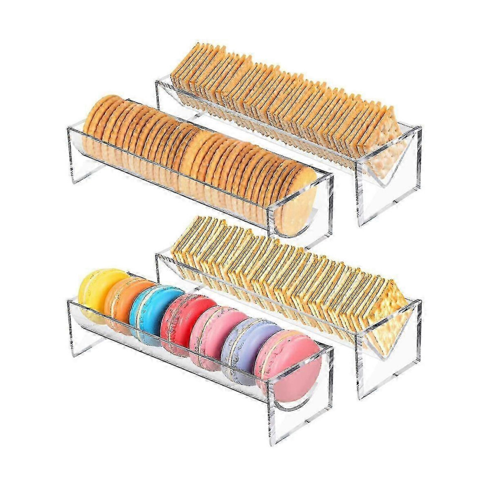 4 Pieces Clear Cracker Tray for Serving Rectangular Cracker Holder Acrylic Serving Tray Food Display Stands for Party