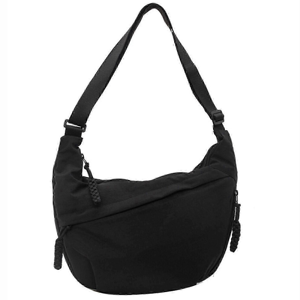Nylon Crescents Cross-body Bag for Women Men Zippered Closure Vintage Shoulder Bag for Girl Daily