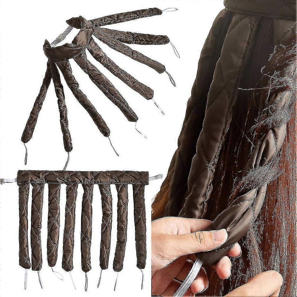 (Brown) Heatless Hair Curlers, No Heat Spiral Curls Headband, Hair Rollers For Overnight, Octopus Curls