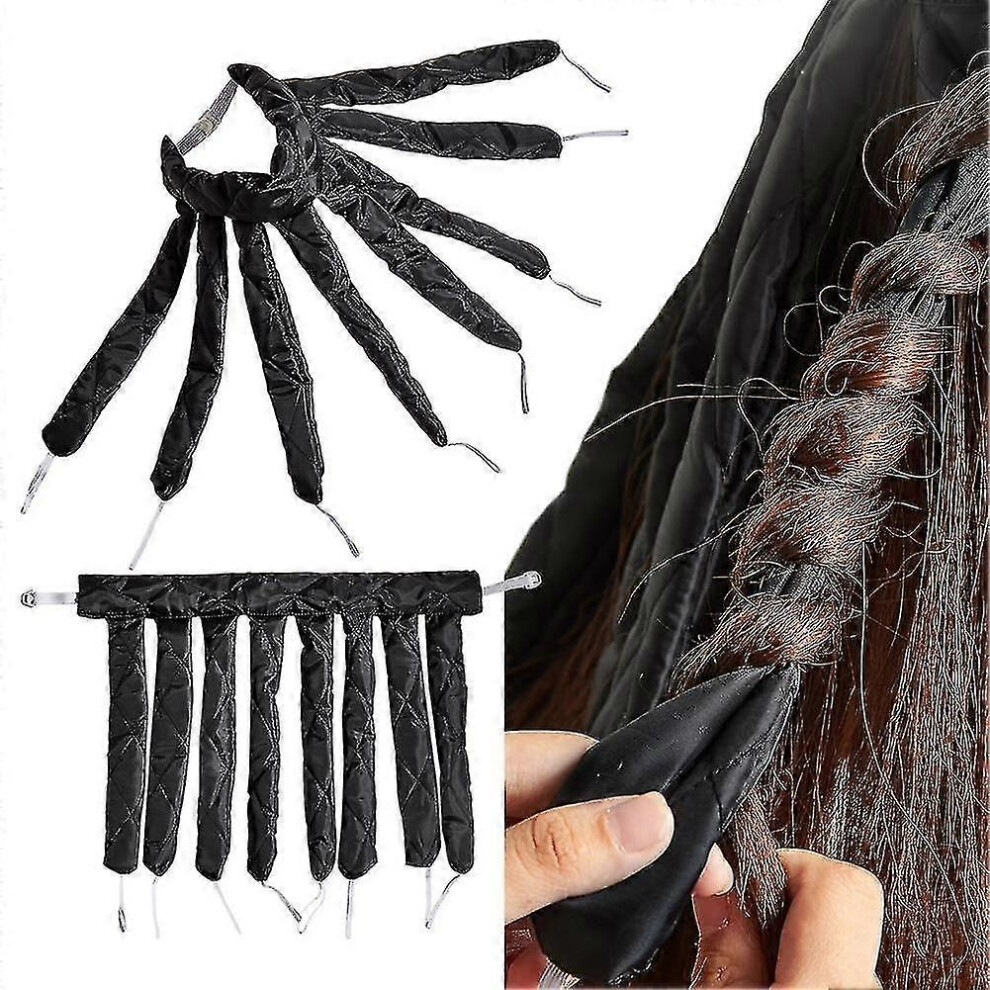 (Black) Heatless Hair Curlers, No Heat Spiral Curls Headband, Hair Rollers For Overnight, Octopus Curls