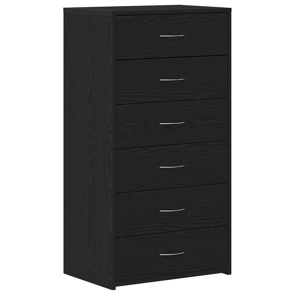 Vidaxl ( Oak) Sideboard With 6 Drawers Cabinet Cupboard Highboard Engineered Wood Black