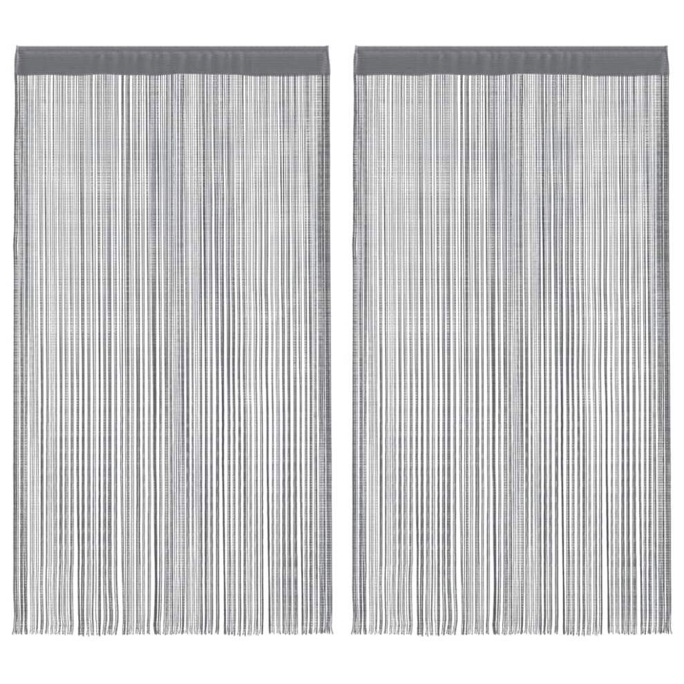 Vidaxl (Anthracite) 2X String Curtains Room Divider Background 100/140X250 Cm Multi Colours