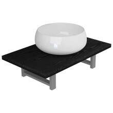 (black) vidaXL Bathroom Round Basin Ceramic with Wall Shelf Multi Colours Multi Sizes