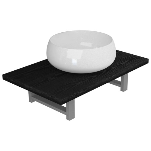 VidaXL (black) vidaXL Bathroom Round Basin Ceramic with Wall Shelf Multi Colours Multi Sizes 1