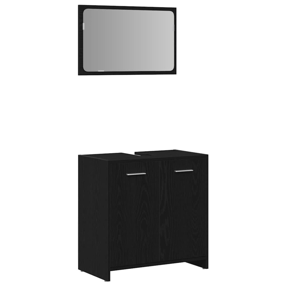 (black oak) vidaXL Bathroom Furniture Set Chipboard Storage Unit Cabinet Multi Colours