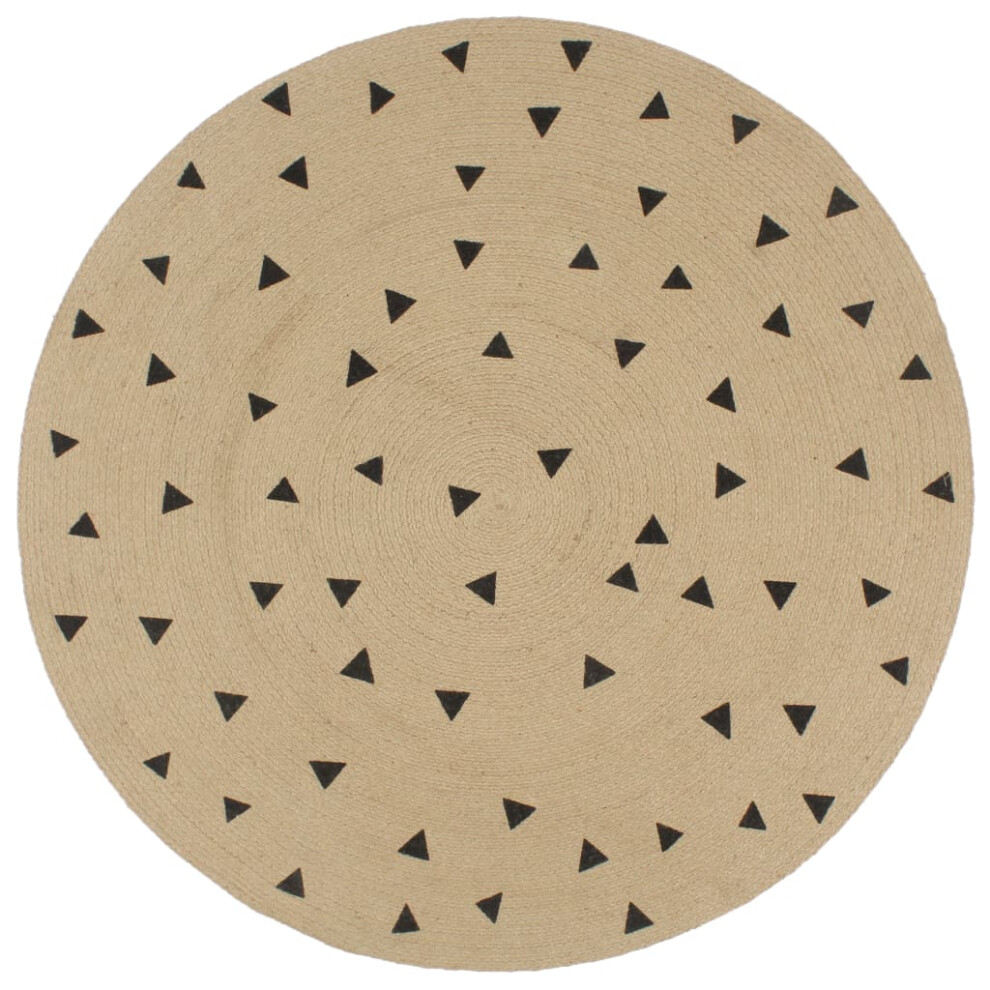 Vidaxl (Black Triangle Print, 90 Cm) Handmade Rug Jute With White Print Floor Carpet Area Rug Floor Mat
