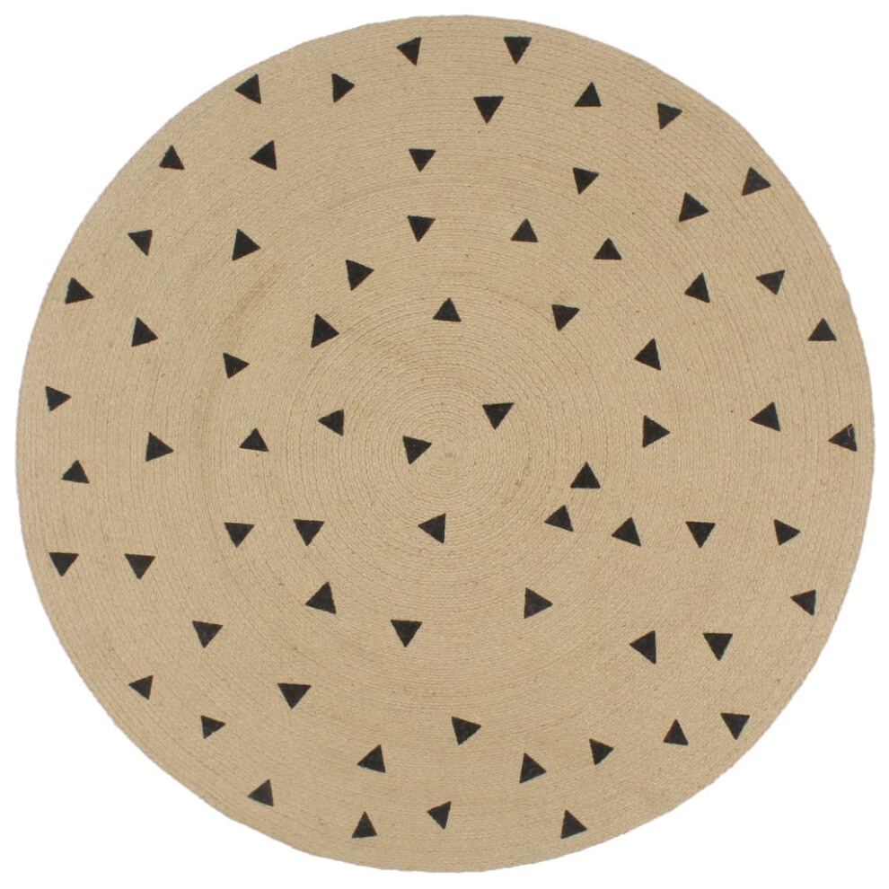 Vidaxl (Black Triangle Print, 120 Cm) Handmade Rug Jute With White Print Floor Carpet Area Rug Floor Mat