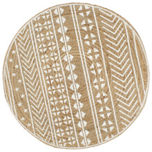 (white pattern, 120 cm) vidaXL Handmade Rug Jute with White Print Floor Carpet Area Rug Floor Mat