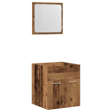 (old wood) vidaXL Bathroom Furniture Set 2 Piece Storage Cabinet Cupboard Engineered Wood