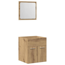(artisan oak) vidaXL Bathroom Furniture Set 2 Piece Storage Cabinet Cupboard Engineered Wood