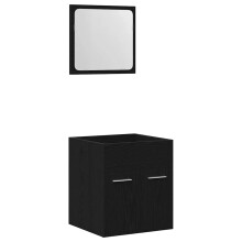 (black oak) vidaXL Bathroom Furniture Set 2 Piece Storage Cabinet Cupboard Engineered Wood