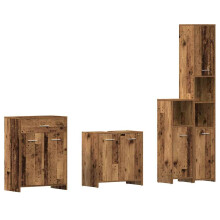 (old wood) vidaXL Bathroom Furniture Set 4 Piece Storage Cabinet Cupboard Multi Colours