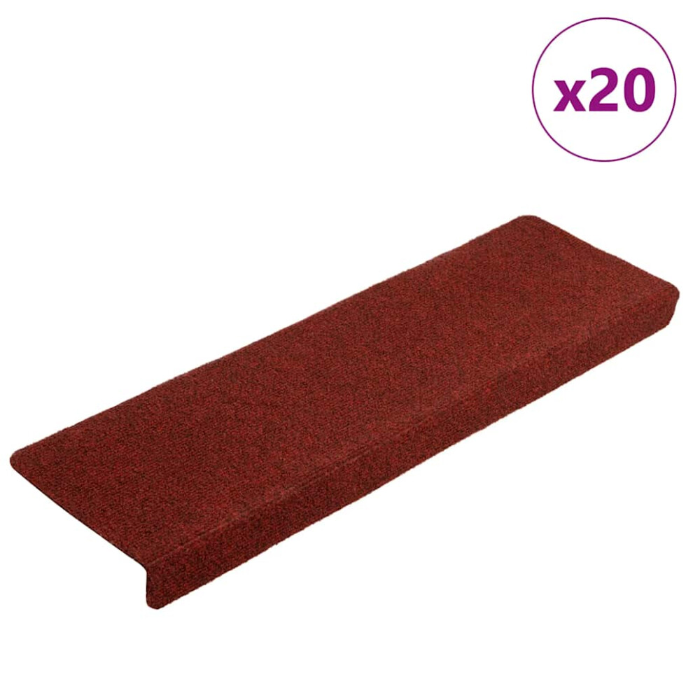 (bordeaux red, 20 pcs) vidaXL Stair Mats Carpet Stair Treads Decor Stair Step Protector Needle Punch