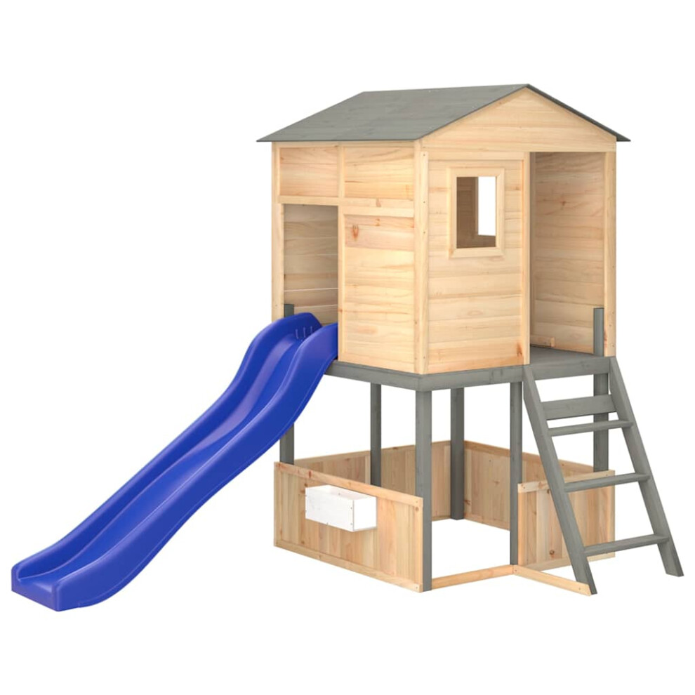 Vidaxl (Grey) Outdoor Playset Garden Playhouse Playground Equipment Solid Wood Fir Grey