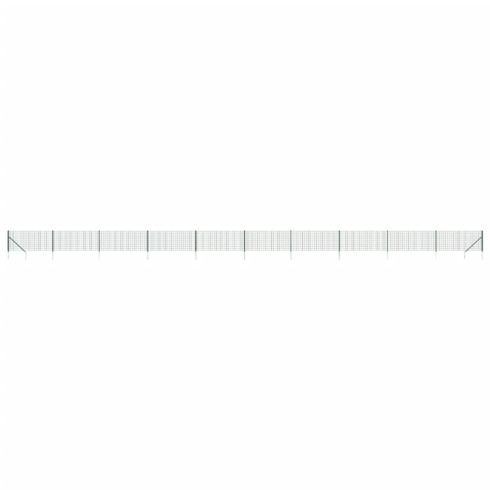 (1 x 25 m) vidaXL Wire Mesh Fence Garden Fencing Mesh with Spike Anchors Green 1.1x25 m