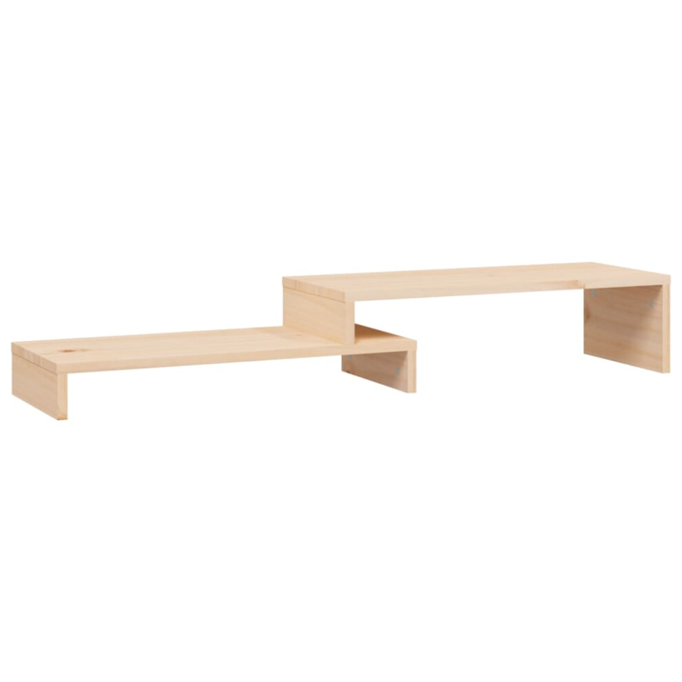 Vidaxl (Natural) Solid Wood Pine Monitor Stand Desktop Laptop Stand Shelf Multi Colours