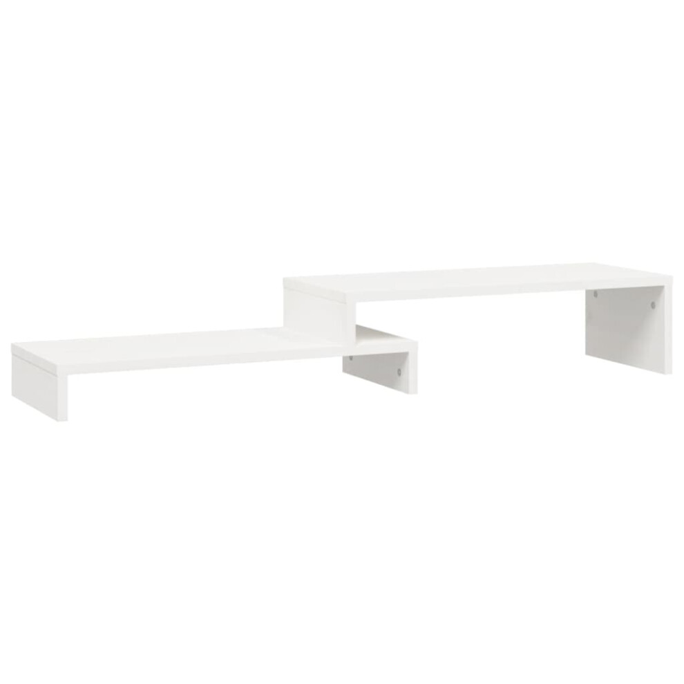 Vidaxl (White) Solid Wood Pine Monitor Stand Desktop Laptop Stand Shelf Multi Colours