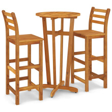 (Bar chairs with backrest, 2 piece) vidaXL Solid Wood Acacia Bar Set Garden Outdoor Wooden Bistro Table and Chair