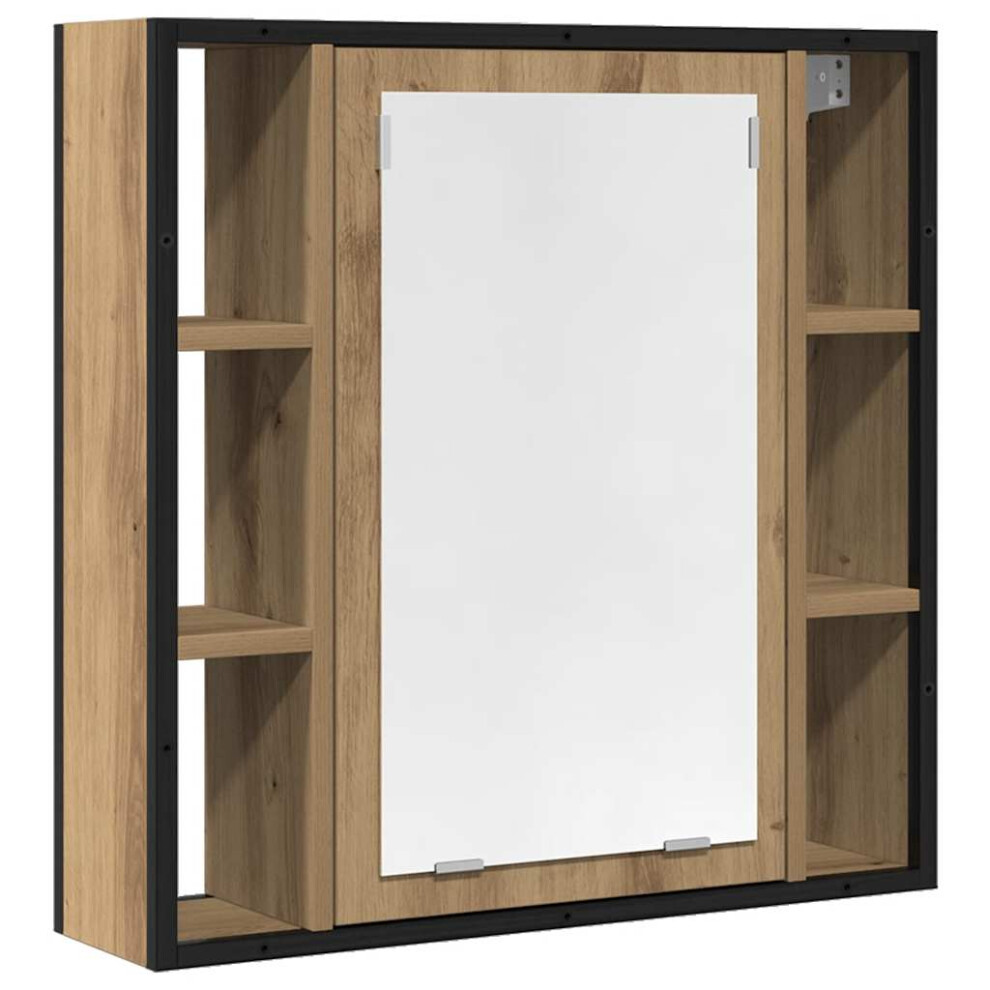 Vidaxl (Artisan Oak) Bathroom Mirror Cabinet Oak 60X16x60 Cm Engineered Wood Black