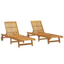 (2x sun lounger, 2 pcs) vidaXL Sun Lounger Outdoor Sunbed Lounge Bed Garden Day Bed Solid Acacia Wood
