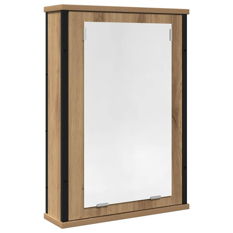 Vidaxl (Artisan Oak) Bathroom Mirror Cabinet Oak 42X12x60 Cm Engineered Wood Black