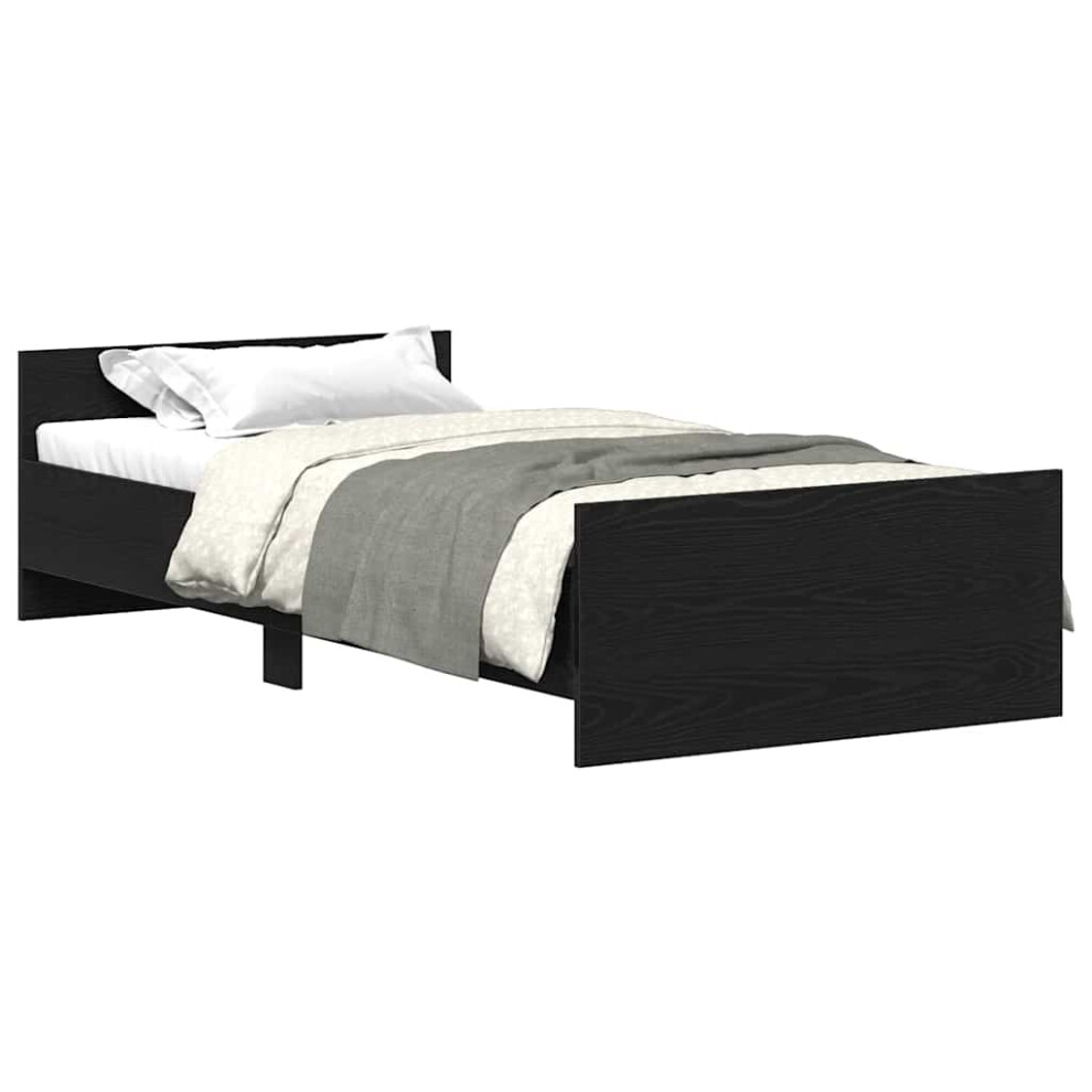 Vidaxl Black ( Oak, 90 X 200 Cm) Bed Frame With Headboard And Footboard Mattress Foundation Bed Base