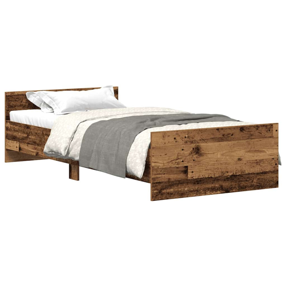 Vidaxl (Old Wood, 75 X 190 Cm) Bed Frame With Headboard And Footboard Mattress Foundation Bed Base