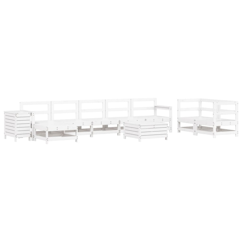 (white pine) vidaXL Garden Sofa Set 10 Piece Outdoor Sofa Corner Sofa White Solid Wood Pine