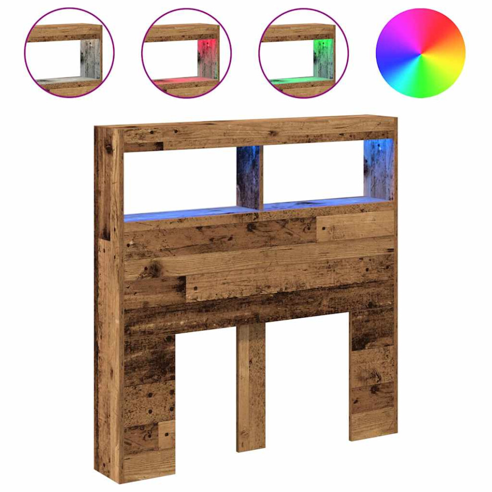Vidaxl (Old Wood, 100 X 17 X 102 Cm) Headboard Cabinet With Led Artisan Oak 180X17x102 Cm Bed Headboard