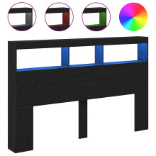 (black oak, 160 x 17 x 102 cm) vidaXL Headboard Cabinet with LED Artisan Oak 180x17x102 cm bed headboard