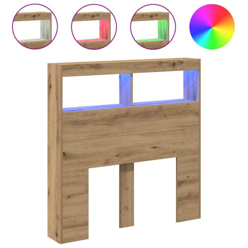 VidaXL vidaXL LED-Kopfteil mit Ablagen Artisan-Eiche 100x17x102 cm 1