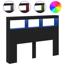 (black oak, 140 x 17 x 102 cm) vidaXL Headboard Cabinet with LED Artisan Oak 180x17x102 cm bed headboard