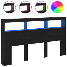 (black oak, 180 x 17 x 102 cm) vidaXL Headboard Cabinet with LED Artisan Oak 180x17x102 cm bed headboard