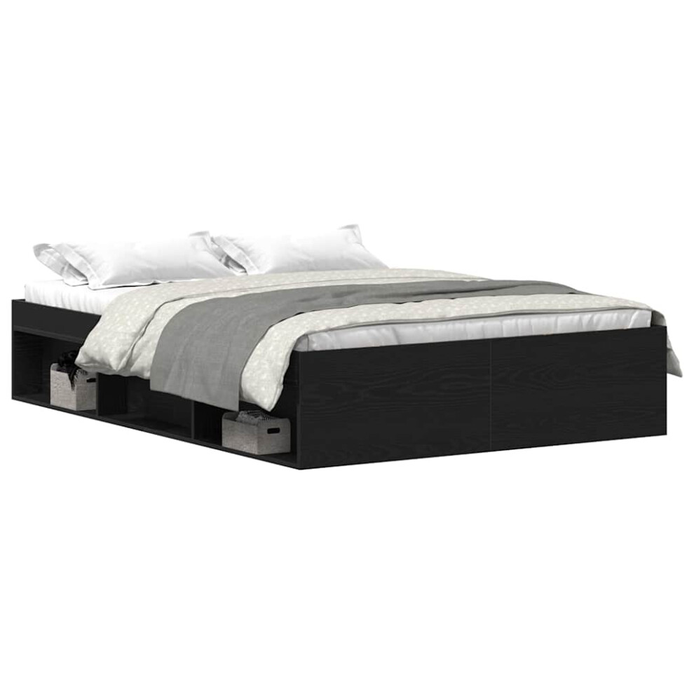 Vidaxl (Black Oak, 120 X 200 Cm) Bed Frame Bedroom Mattress Foundation Guest Room Bedstead Bed Base
