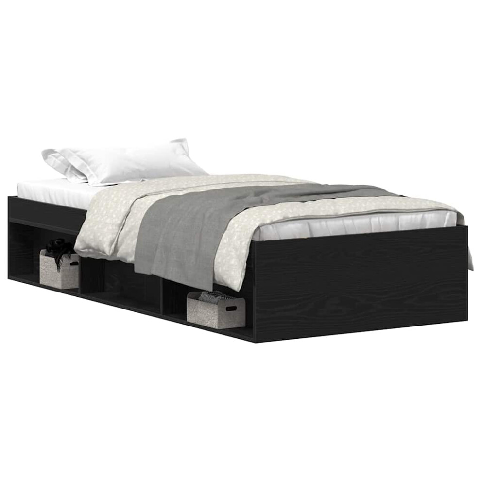 Vidaxl (Black Oak, 90 X 200 Cm) Bed Frame Bedroom Mattress Foundation Guest Room Bedstead Bed Base