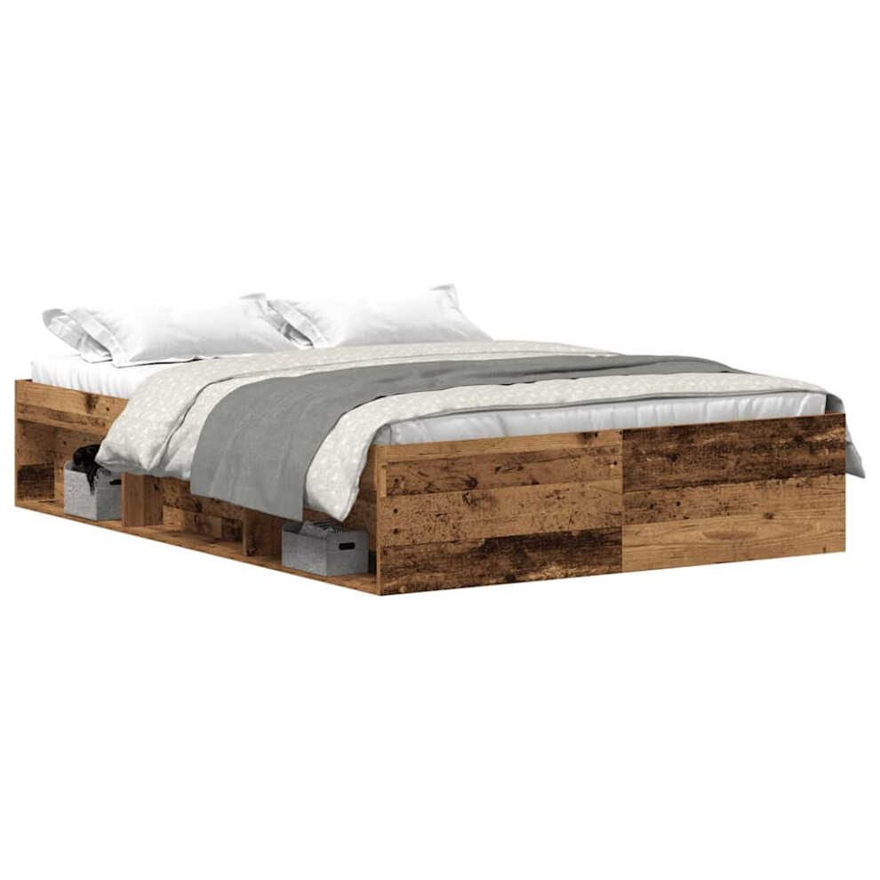Vidaxl (Old Wood, 135 X 190 Cm) Bed Frame Bedroom Mattress Foundation Guest Room Bedstead Bed Base