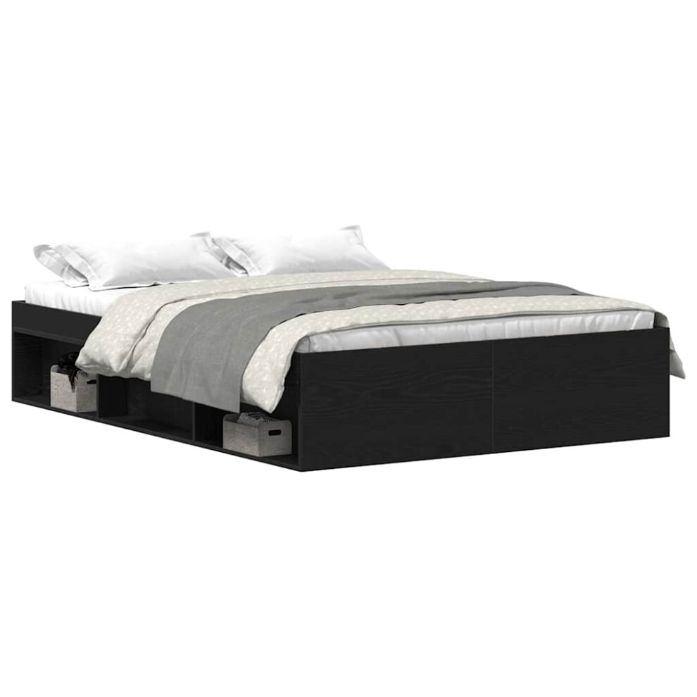 Vidaxl (Black Oak, 135 X 190 Cm) Bed Frame Bedroom Mattress Foundation Guest Room Bedstead Bed Base
