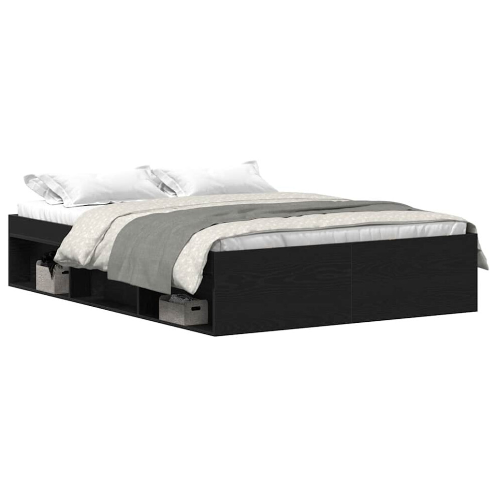 Vidaxl (Black Oak, 120 X 190 Cm) Bed Frame Bedroom Mattress Foundation Guest Room Bedstead Bed Base