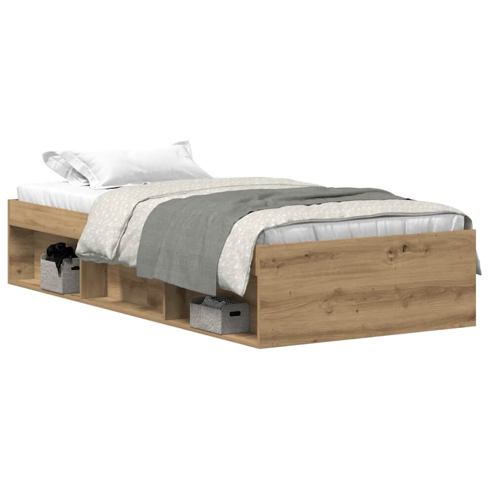Vidaxl (Artisan Oak, 75 X 190 Cm) Bed Frame Bedroom Mattress Foundation Guest Room Bedstead Bed Base
