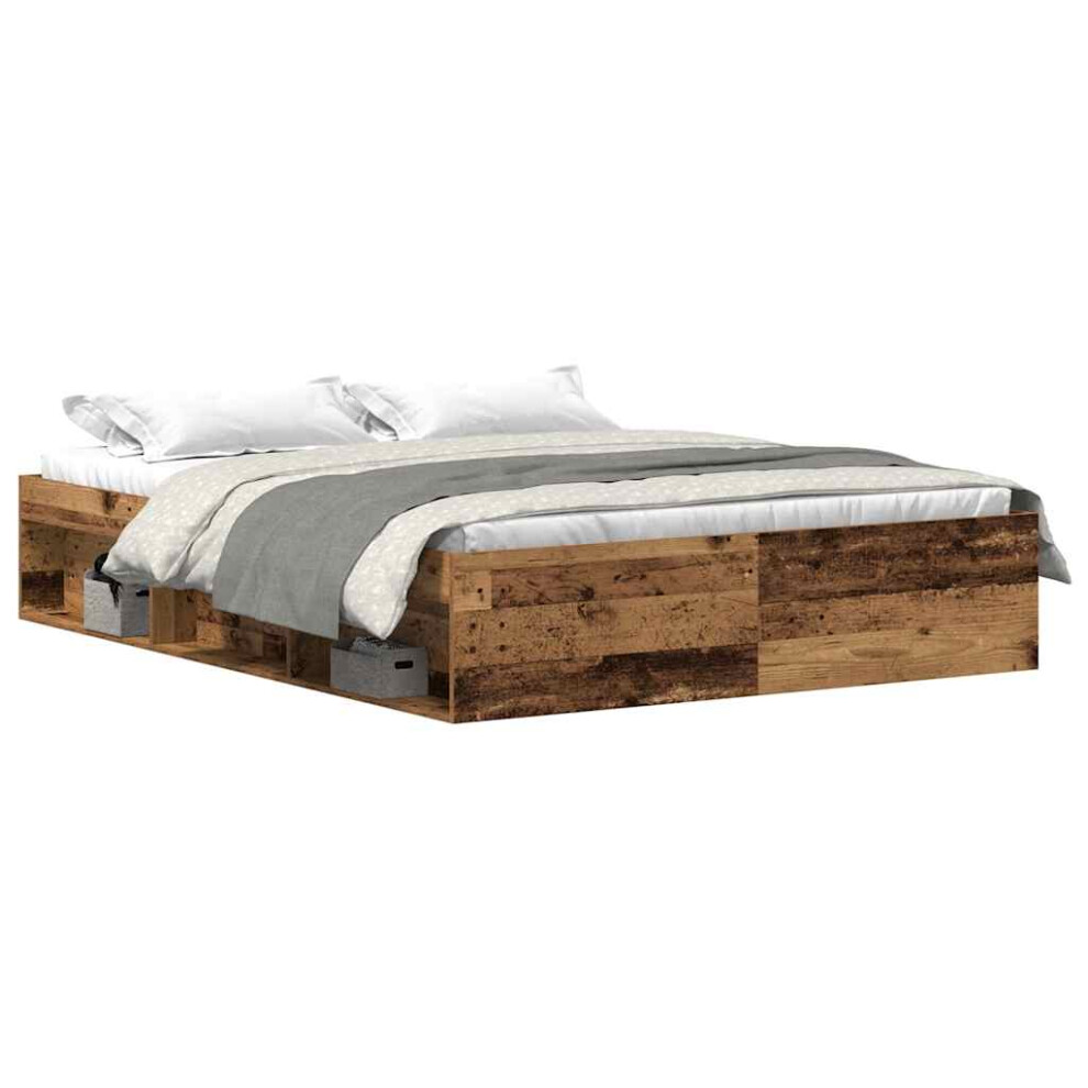 Vidaxl (Old Wood, 150 X 200 Cm) Bed Frame Bedroom Mattress Foundation Guest Room Bedstead Bed Base
