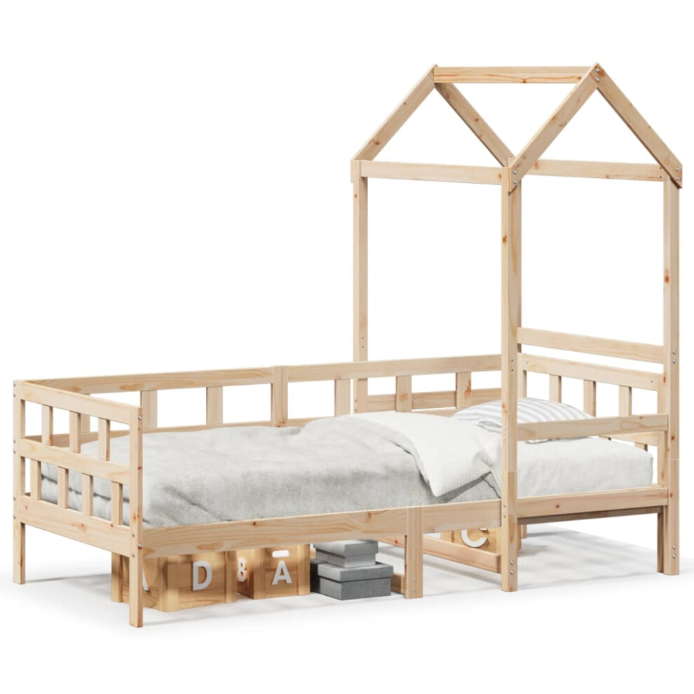 Vidaxl (Natural, 80 X 200 Cm) Day Bed With Roof Bedroom Sofa Bed Daybed Guest Bed Wax Solid Wood Pine